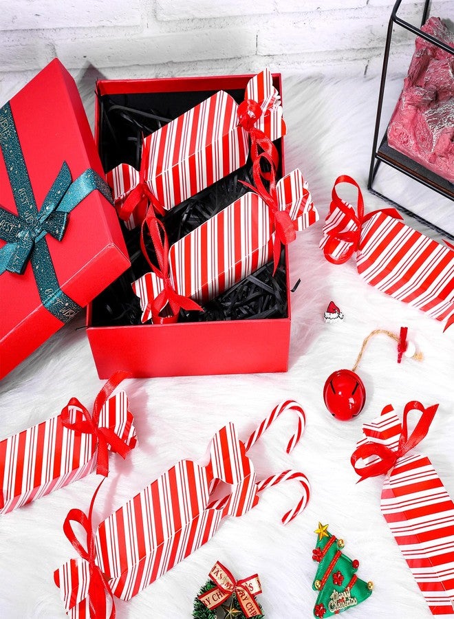 وولاين مجموعة علب هدايا عيد الميلاد من والين، ٥٠ قطعة، مزينة بشريط، علبة حلوى لطيفة مخططة باللونين الأحمر والأبيض، علب بسكويت ومخبوزات، علبة هدايا عيد الميلاد، حاوية ورقية مزخرفة للهدايا، مناسبة لحفلات استقبال المولود الجديد، وأعياد الميلاد، وحفلات الزفاف. - Image 5